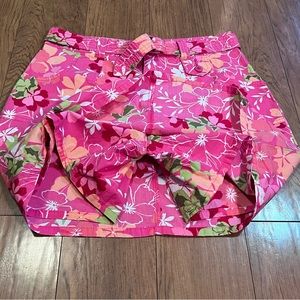 White Stag Hot Pink Y2K Barbie Tropical Hawaiian Floral Belted Cargo Skort Sz 6